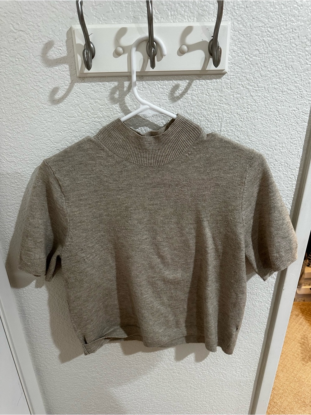 a new day Taupe Mock Neck Short Sleeve Knit Top